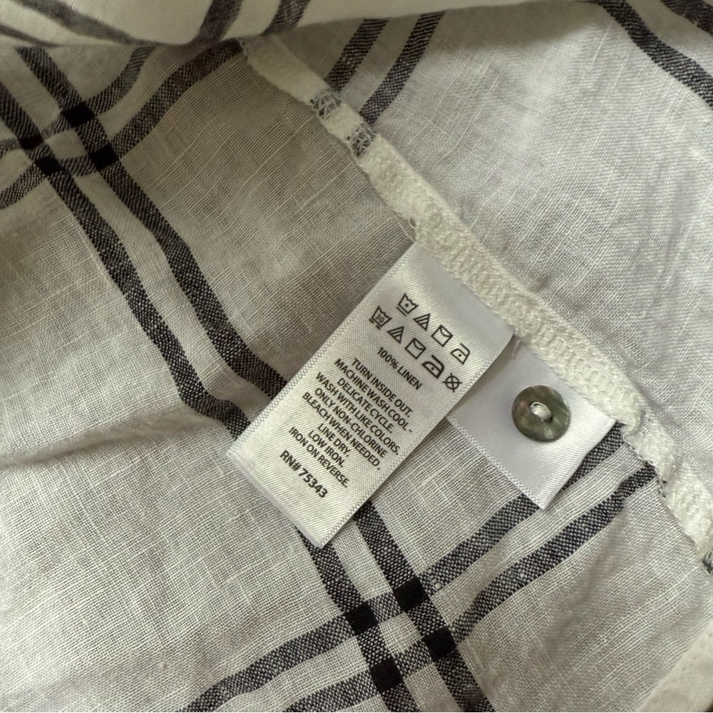 Christian Siriano 100% Linen Tank Top Blouse White Striped with Black Small - Picture 6 of 7